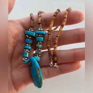 Sterling Heishi & Turquoise Bead Necklace